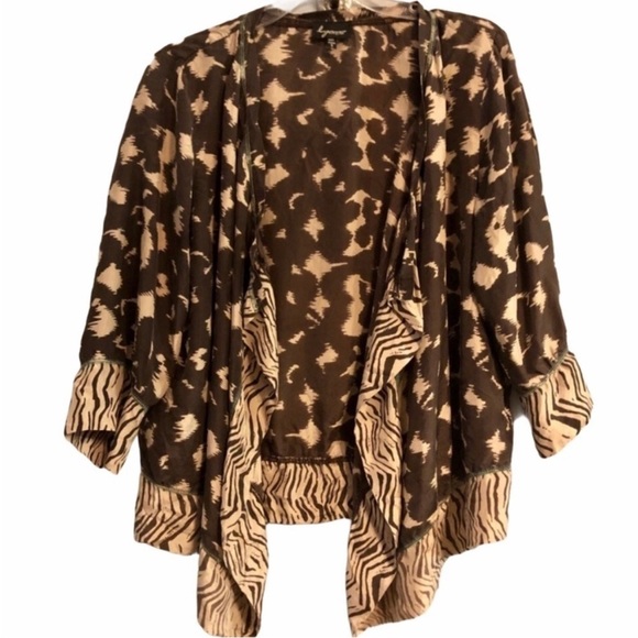 Lynn Ritchie 100% Silk Animal Print Ikat Cardigan Size Small - Picture 1 of 10